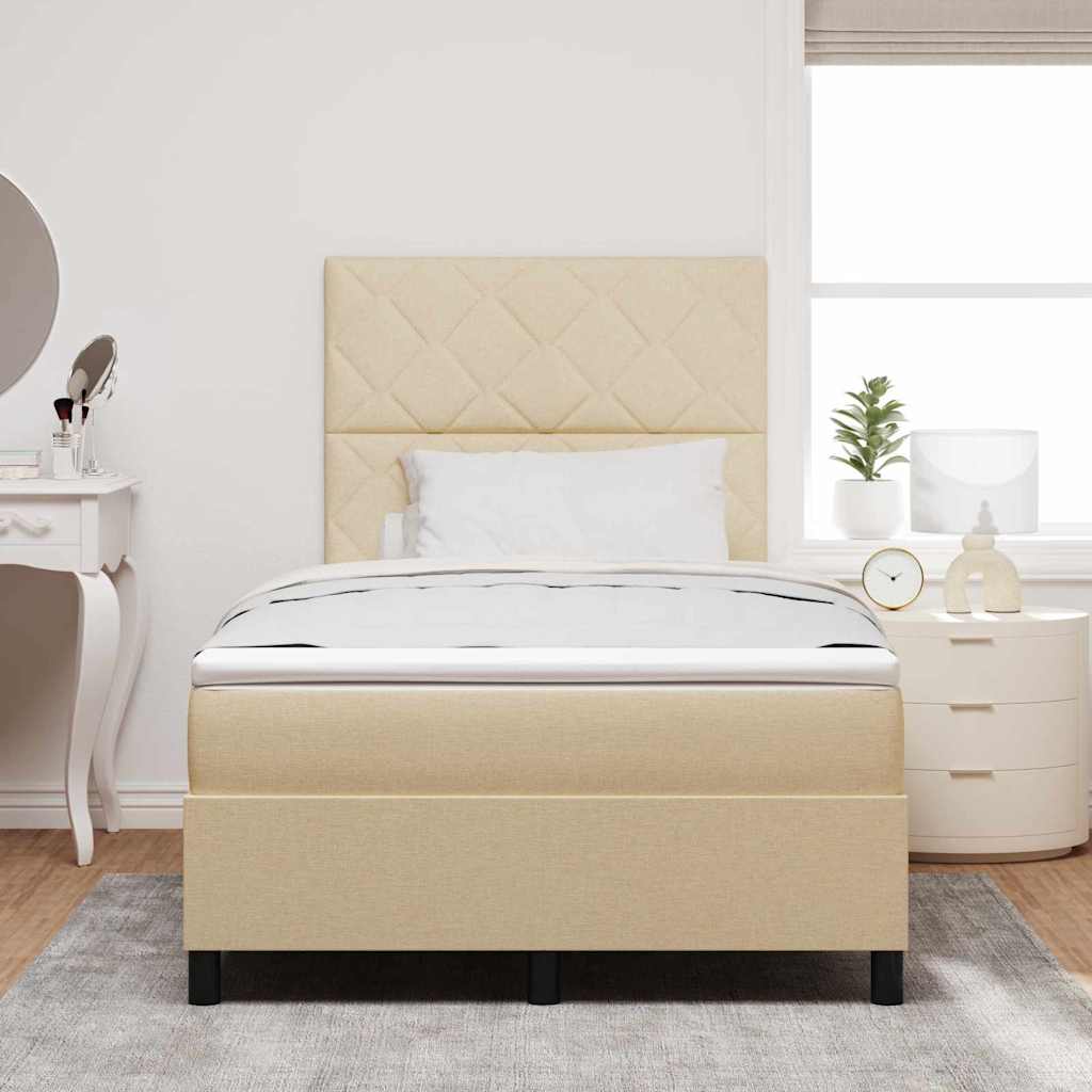 vidaXL Κρεβάτι με ελατήρια με κεφαλάρι Κρεμ 120 x 200 cm ύφασμα