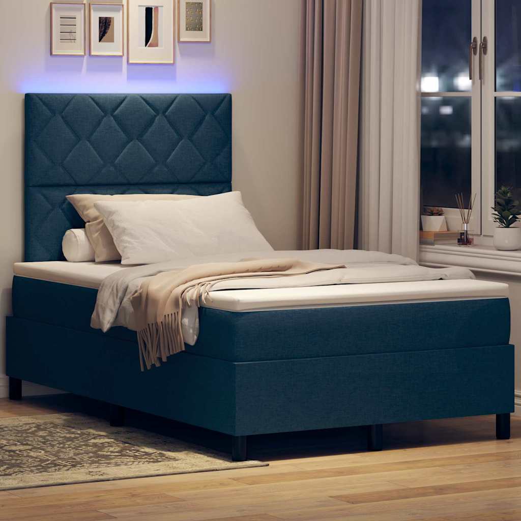 vidaXL Κρεβάτι με ελατήρια με κεφαλάρι Μπλε 120 x 200 cm ύφασμα