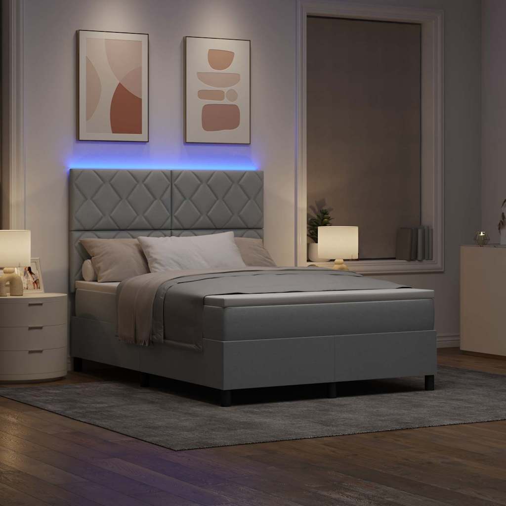 vidaXL Κρεβάτι με ελατήρια Ανοιχτό γκρι 140 x 190 cm ύφασμα
