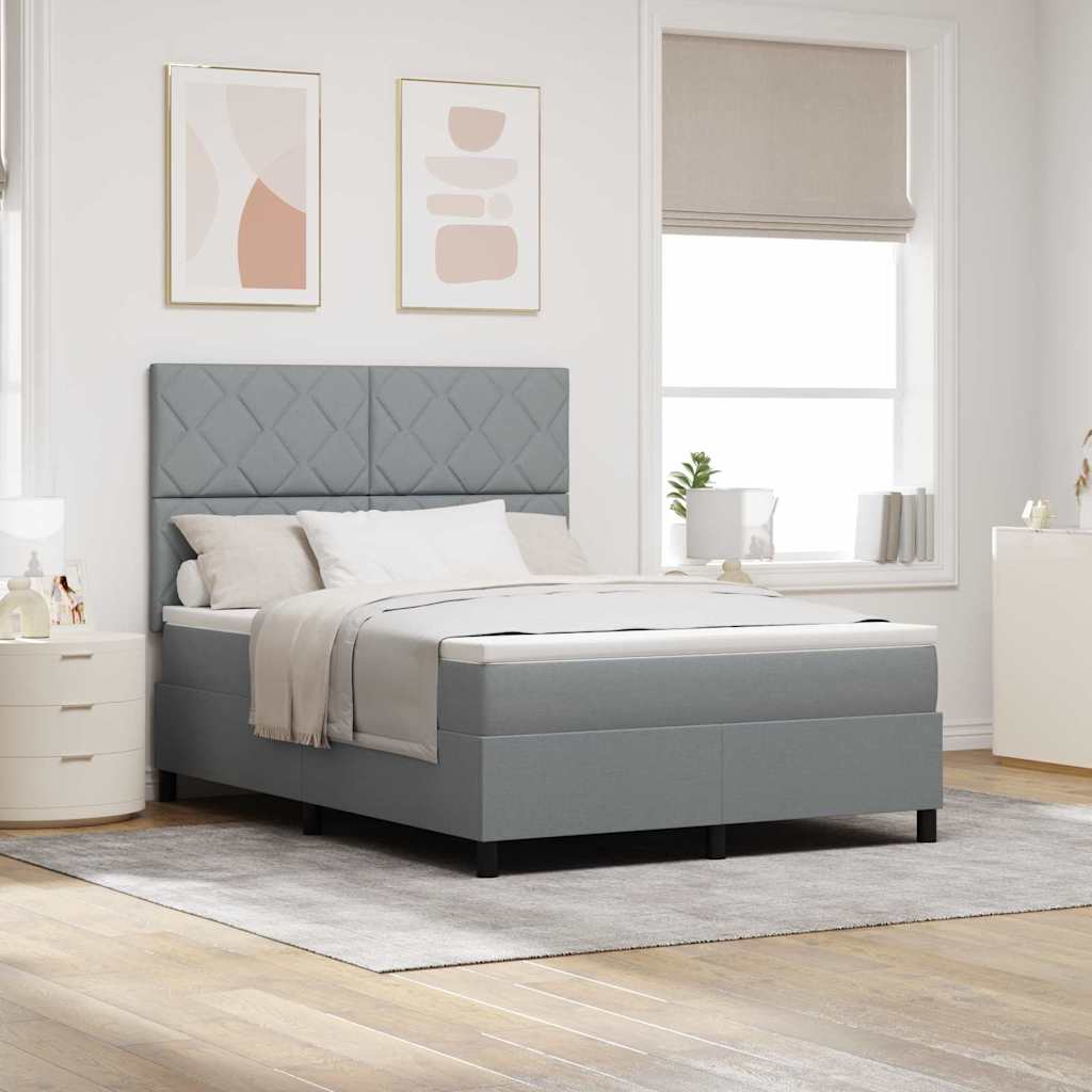 vidaXL Κρεβάτι με ελατήρια Ανοιχτό γκρι 140 x 190 cm ύφασμα