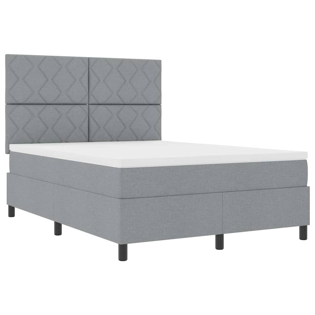 vidaXL Κρεβάτι με ελατήρια Ανοιχτό γκρι 140 x 190 cm ύφασμα