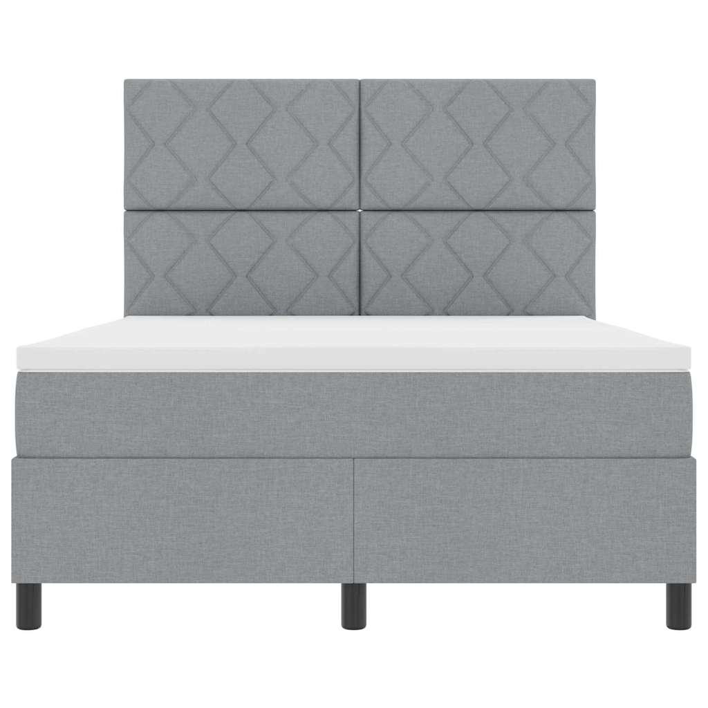 vidaXL Κρεβάτι με ελατήρια Ανοιχτό γκρι 140 x 190 cm ύφασμα