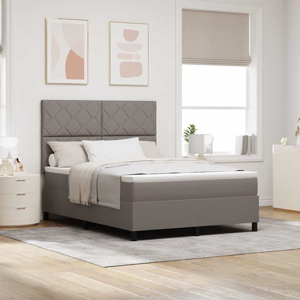 vidaXL Κρεβάτι με ελατήρια με κεφαλάρι Taupe 140 x 190 cm ύφασμα