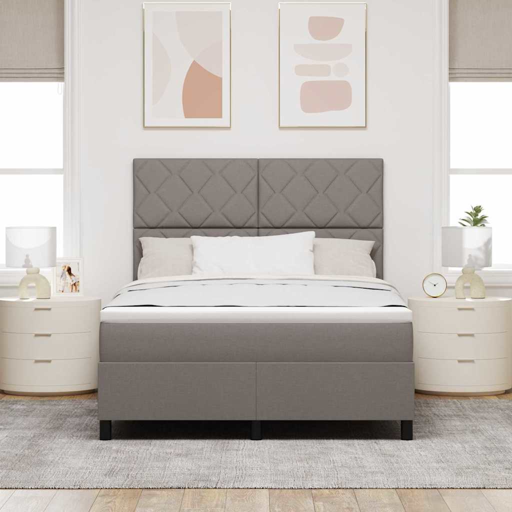vidaXL Κρεβάτι με ελατήρια με κεφαλάρι Taupe 140 x 190 cm ύφασμα