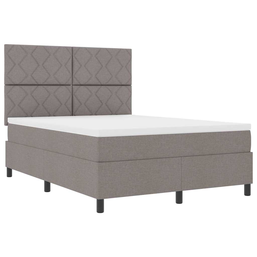 vidaXL Κρεβάτι με ελατήρια με κεφαλάρι Taupe 140 x 190 cm ύφασμα