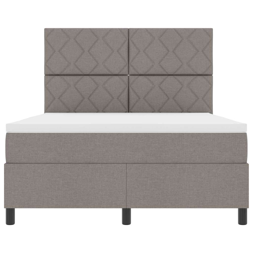 vidaXL Κρεβάτι με ελατήρια με κεφαλάρι Taupe 140 x 190 cm ύφασμα