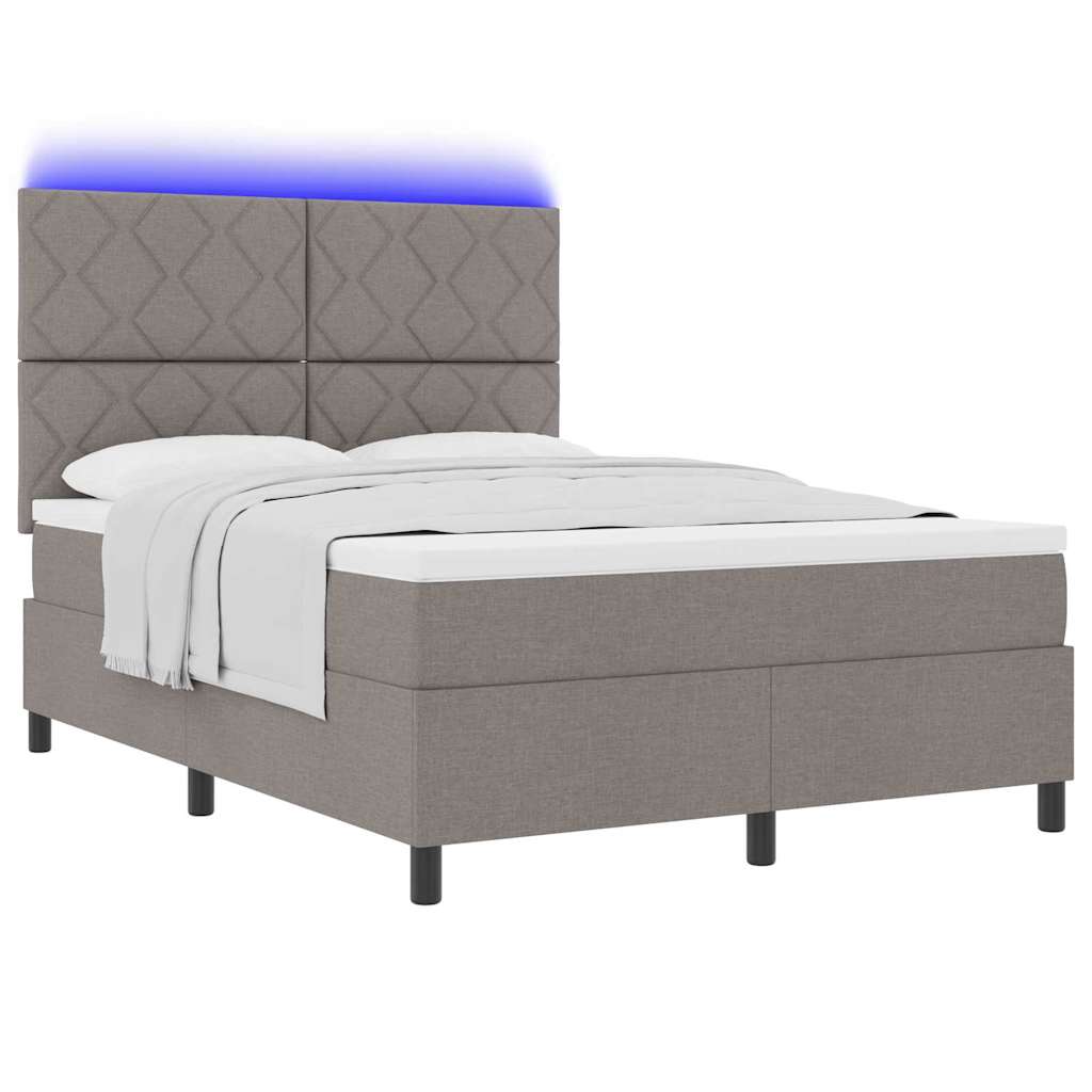 vidaXL Κρεβάτι με ελατήρια με κεφαλάρι Taupe 140 x 190 cm ύφασμα