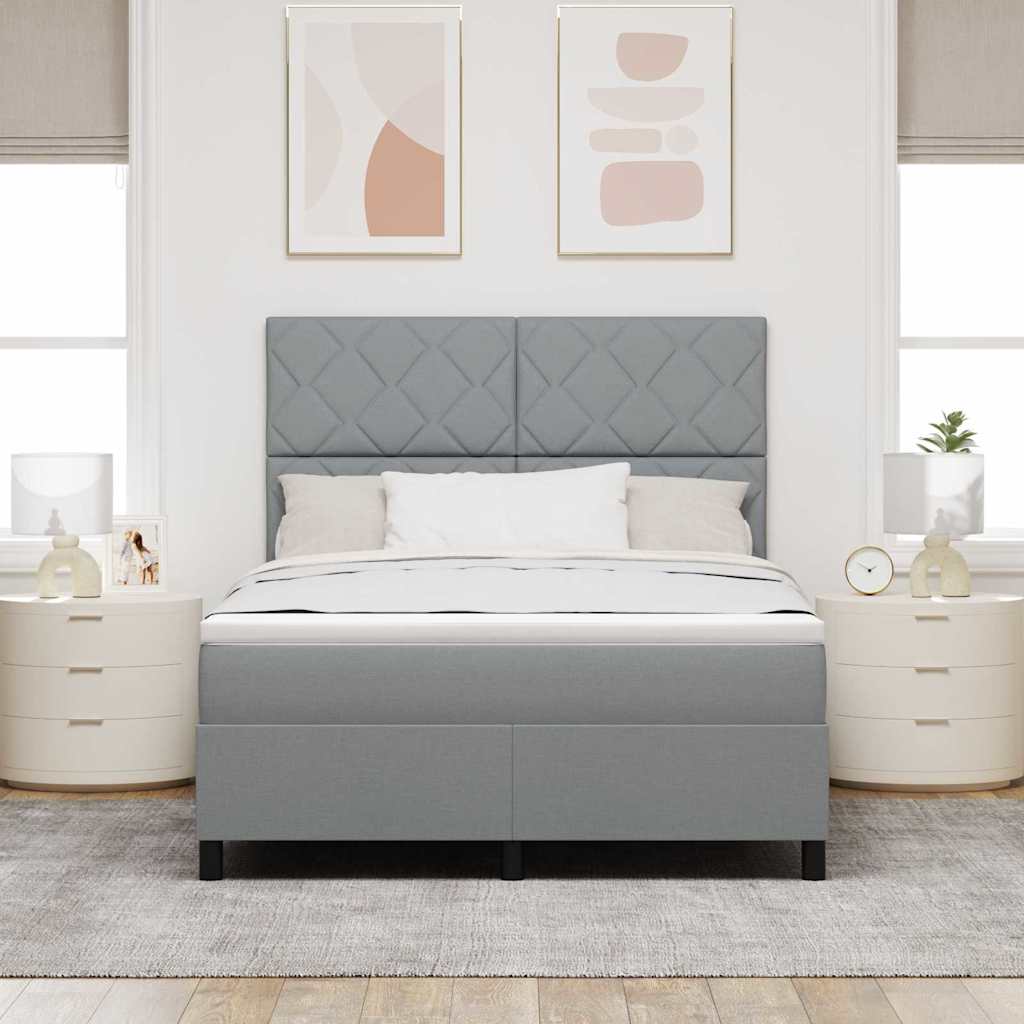 vidaXL Κρεβάτι με ελατήρια Ανοιχτό γκρι 140 x 200 cm ύφασμα