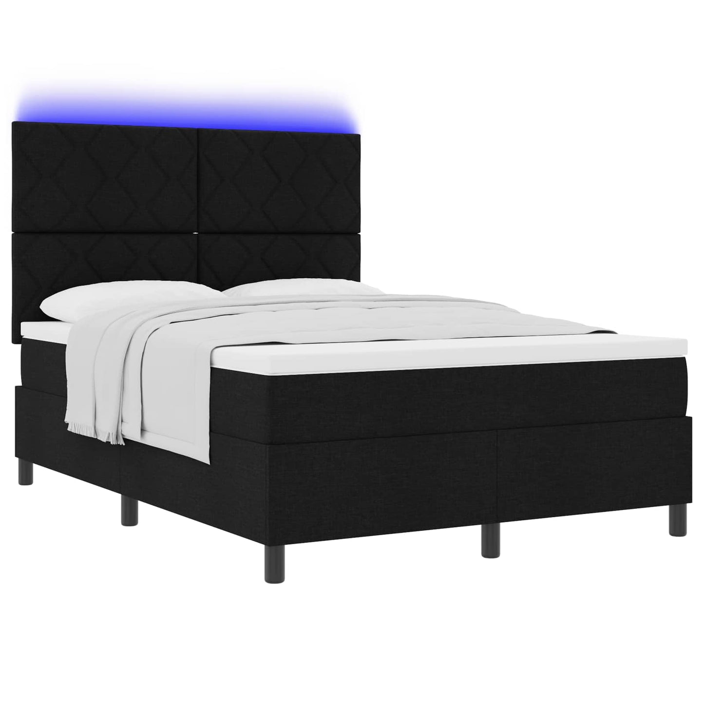 vidaXL Κρεβάτι με ελατήρια με κεφαλάρι Μαύρο 160 x 200 cm ύφασμα