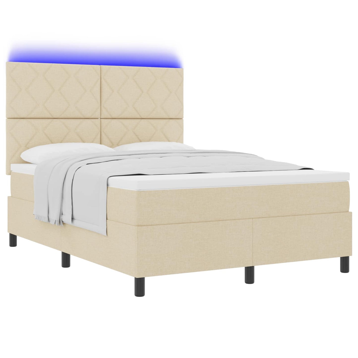 vidaXL Κρεβάτι με ελατήρια με κεφαλάρι Κρεμ 160 x 200 cm ύφασμα