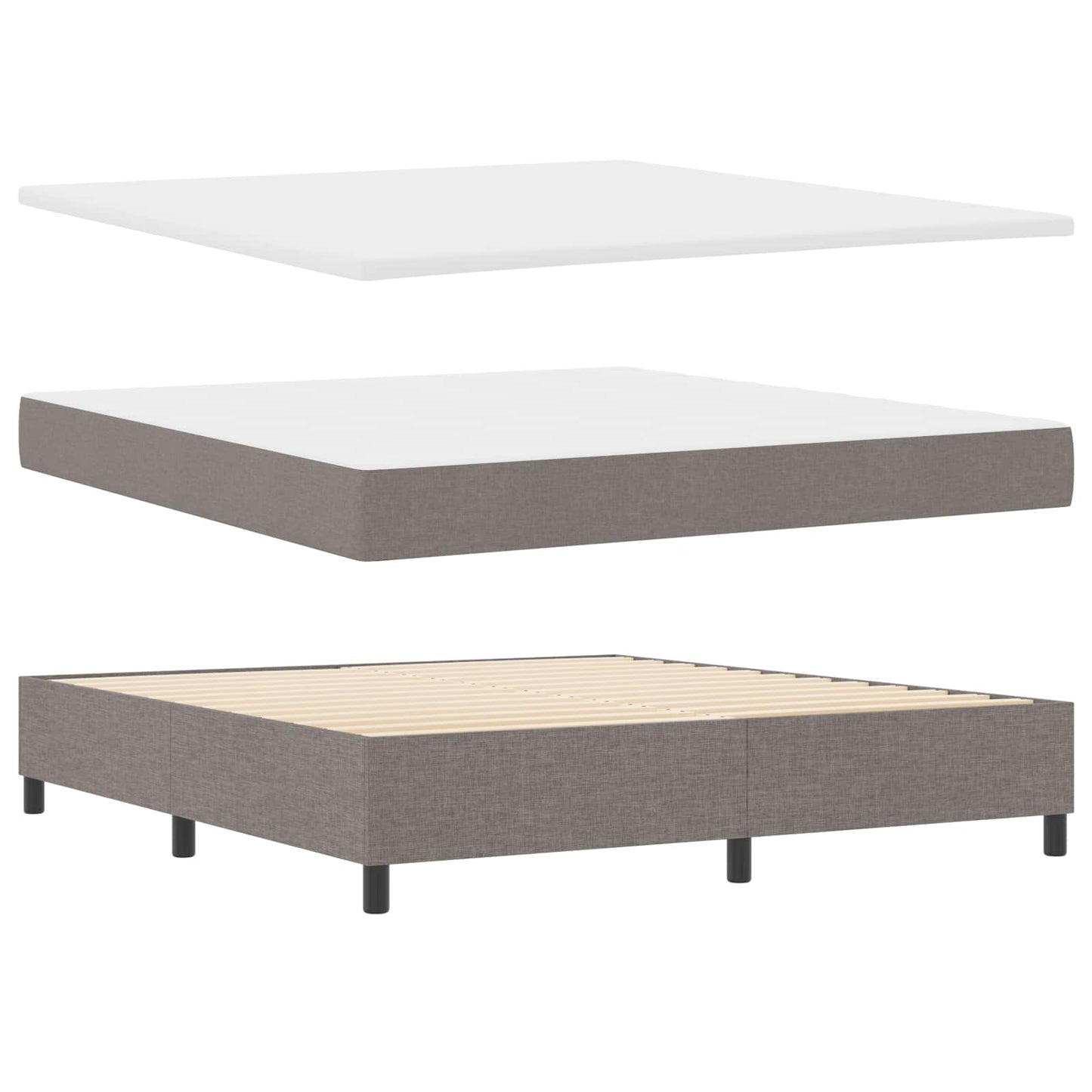 vidaXL Κρεβάτι με ελατήρια με κεφαλάρι Taupe 180 x 200 cm ύφασμα