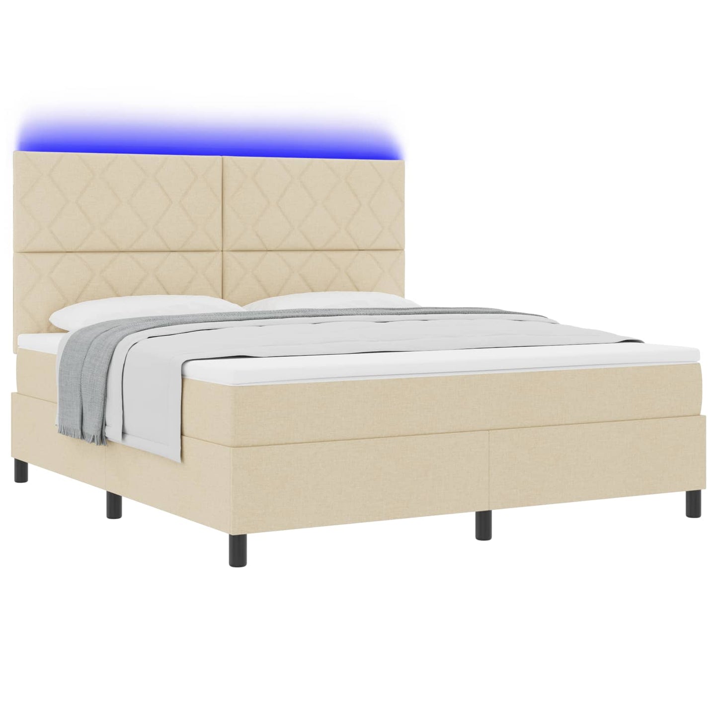 vidaXL Κρεβάτι με ελατήρια με κεφαλάρι Κρεμ 180 x 200 cm ύφασμα