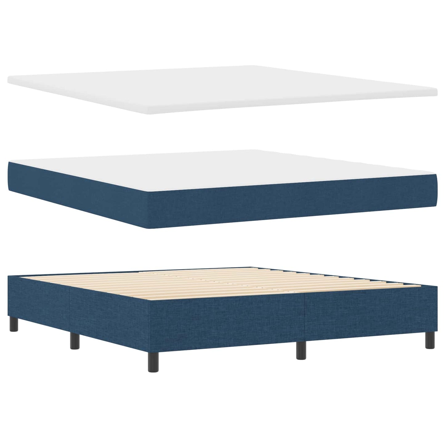 vidaXL Κρεβάτι με ελατήρια με κεφαλάρι Μπλε 180 x 200 cm ύφασμα