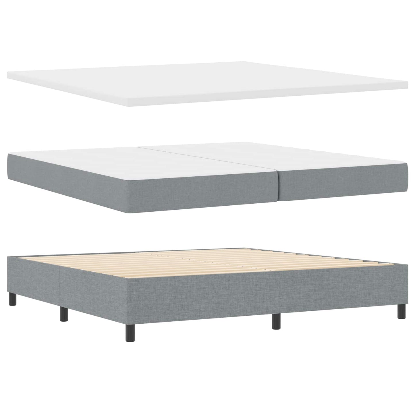 vidaXL Κρεβάτι με ελατήρια Ανοιχτό γκρι 200 x 200 cm ύφασμα