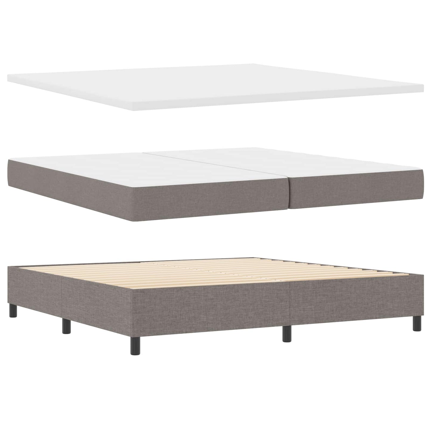 vidaXL Κρεβάτι με ελατήρια με κεφαλάρι Taupe 200 x 200 cm ύφασμα