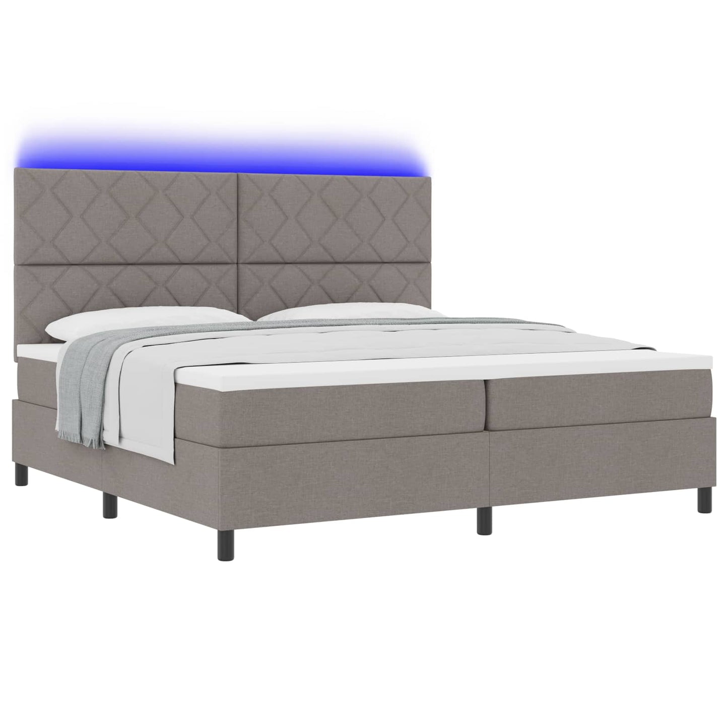 vidaXL Κρεβάτι με ελατήρια με κεφαλάρι Taupe 200 x 200 cm ύφασμα
