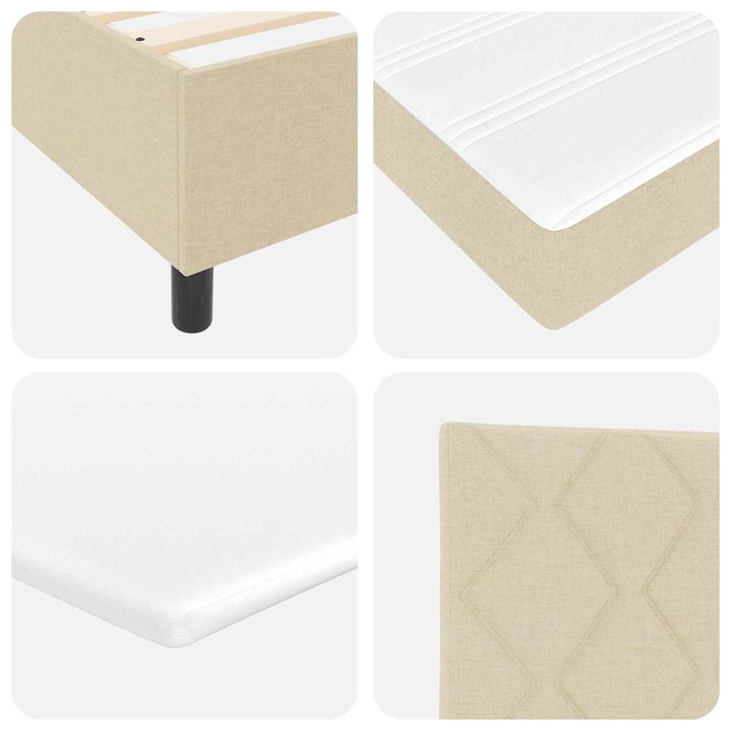 vidaXL Κρεβάτι με ελατήρια με κεφαλάρι Κρεμ 200 x 200 cm ύφασμα