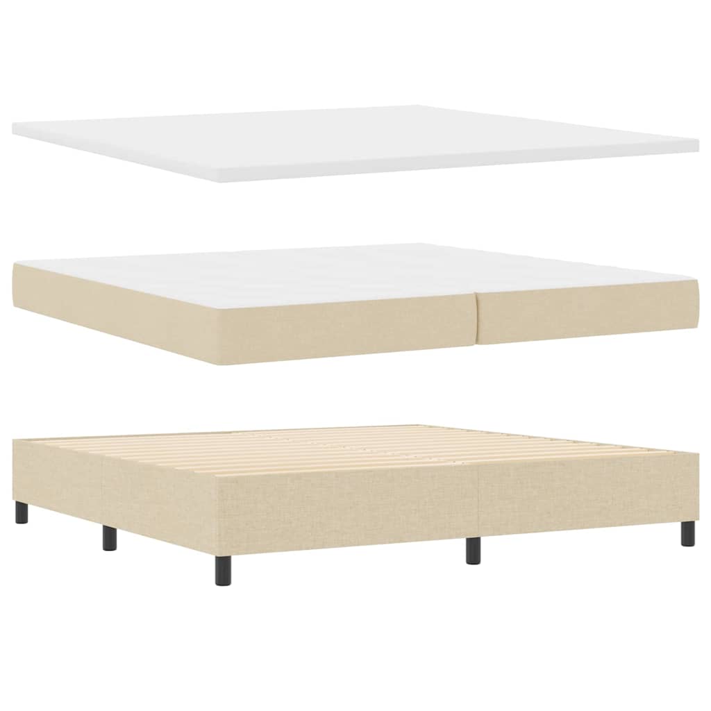 vidaXL Κρεβάτι με ελατήρια με κεφαλάρι Κρεμ 200 x 200 cm ύφασμα