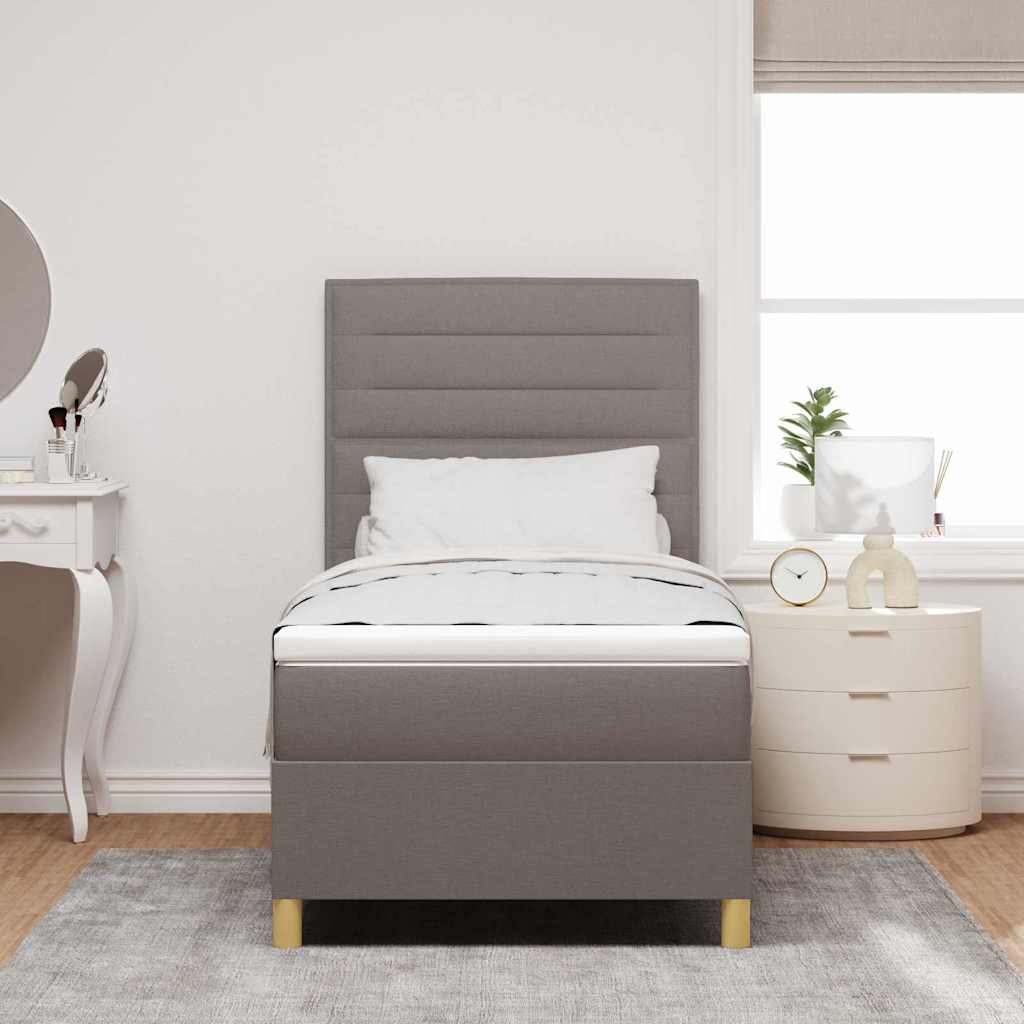 vidaXL LED Κρεβάτι με βάθρο με κεφαλάρι Taupe 80 x 200 cm ύφασμα