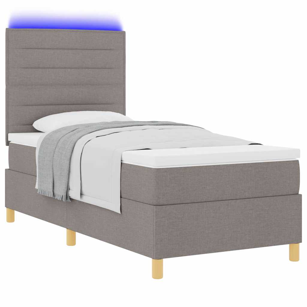 vidaXL LED Κρεβάτι με βάθρο με κεφαλάρι Taupe 80 x 200 cm ύφασμα