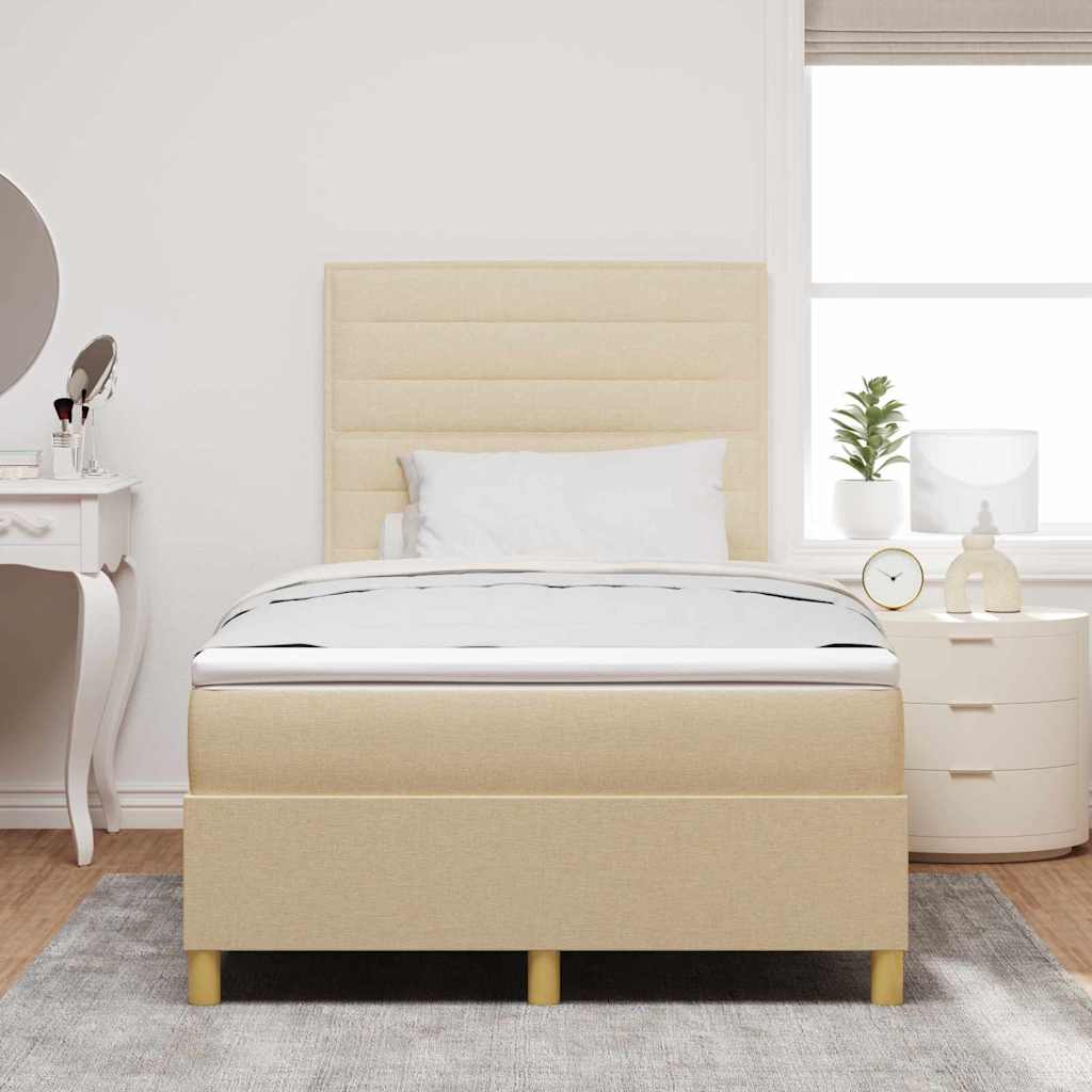 vidaXL LED Κρεβάτι με βάθρο με κεφαλάρι Κρεμ 120 x 190 cm ύφασμα