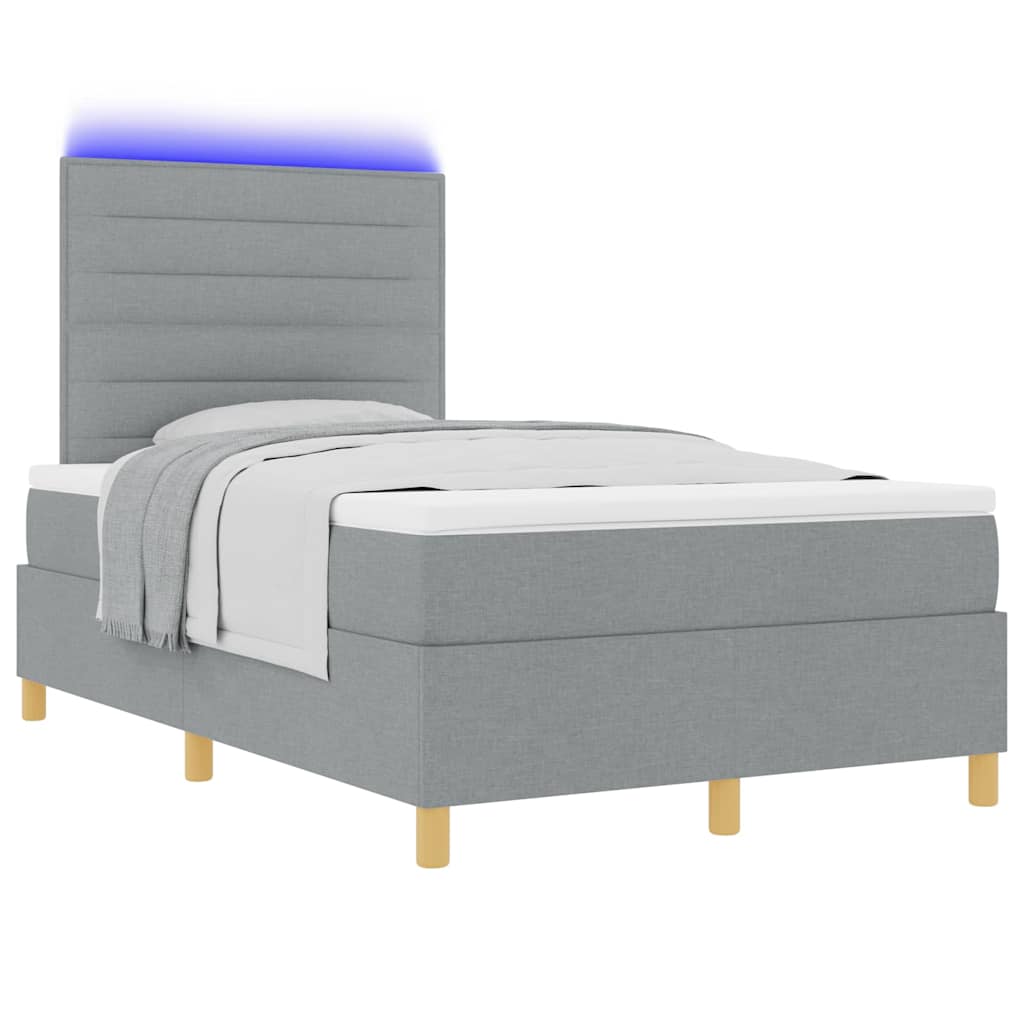 vidaXL LED Κρεβάτι με βάθρο με στρώμα Ανοιχτό γκρι 120 x 200 cm ύφασμα