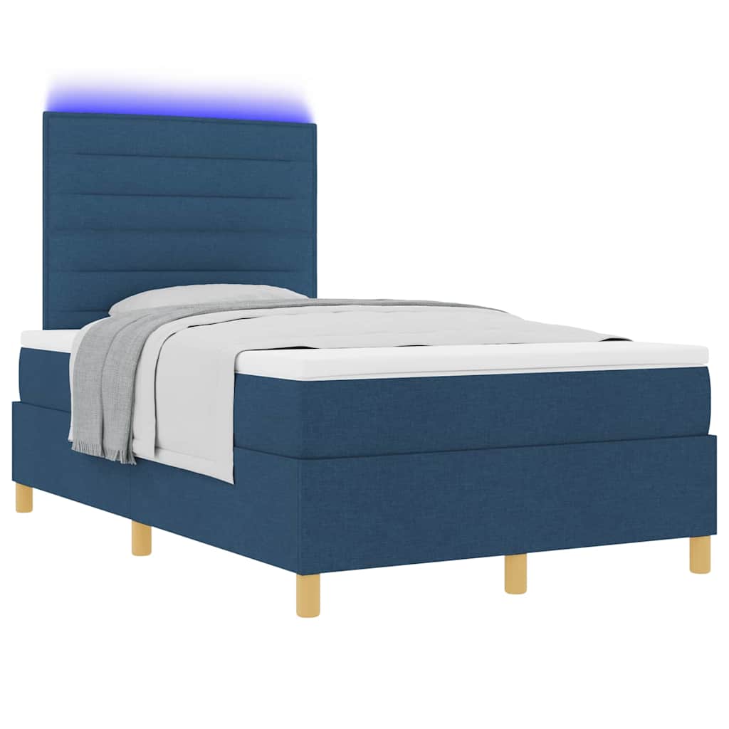 vidaXL LED Κρεβάτι με βάθρο με κεφαλάρι Μπλε 120 x 200 cm ύφασμα