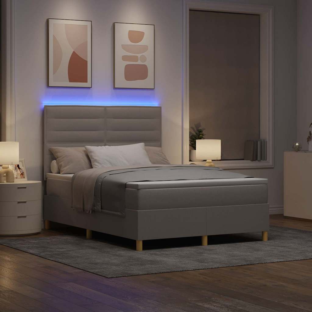vidaXL LED Κρεβάτι με βάθρο με στρώμα Taupe 140 x 200 cm ύφασμα