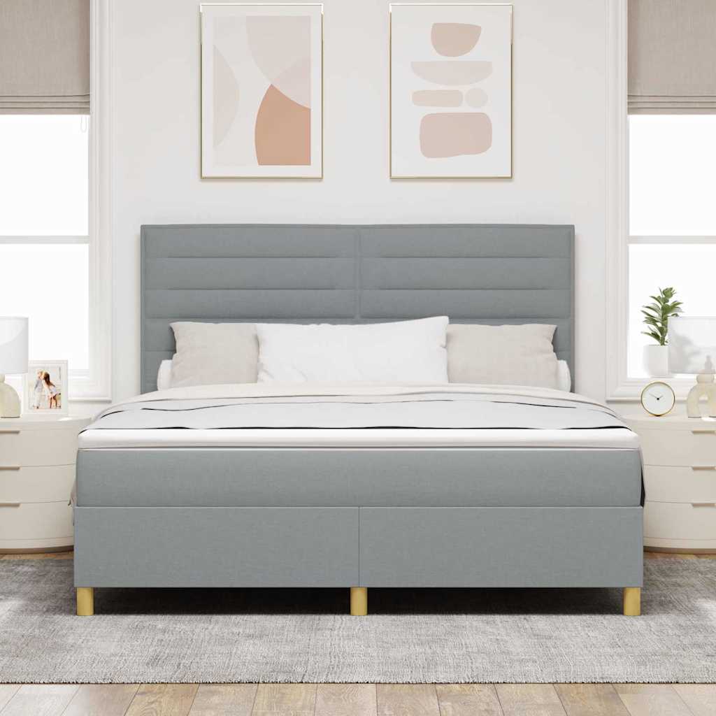 vidaXL LED Κρεβάτι με βάθρο Ανοιχτό γκρι 180 x 200 cm ύφασμα