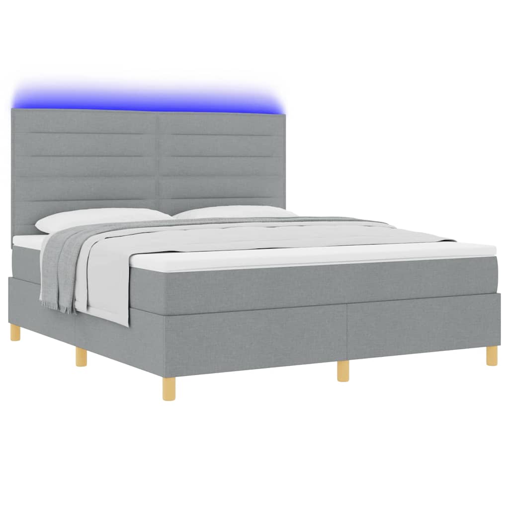 vidaXL LED Κρεβάτι με βάθρο Ανοιχτό γκρι 180 x 200 cm ύφασμα
