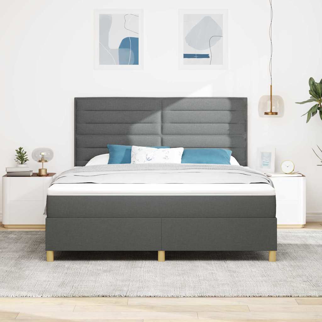 vidaXL LED Κρεβάτι με βάθρο Σκούρο Γκρι 180 x 200 cm ύφασμα