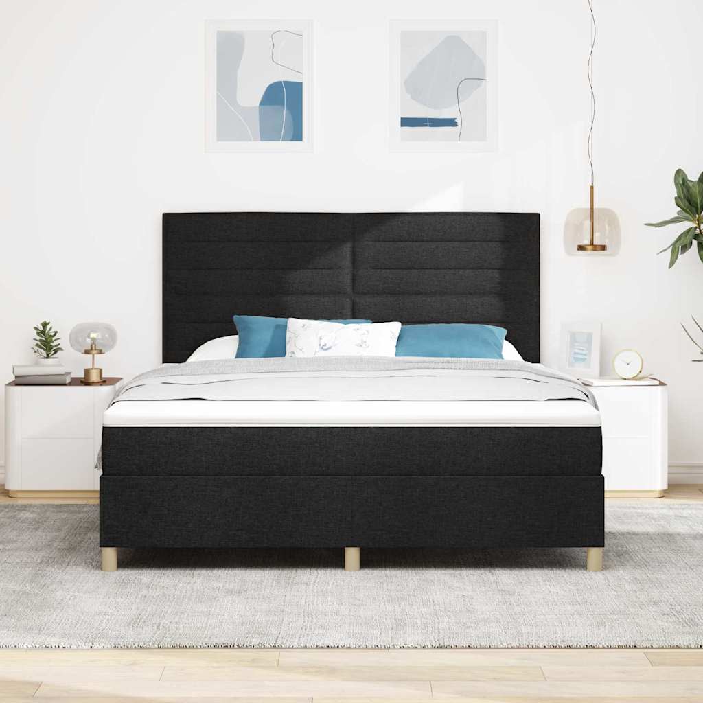vidaXL LED Κρεβάτι με βάθρο με στρώμα Μαύρο 180 x 200 cm ύφασμα