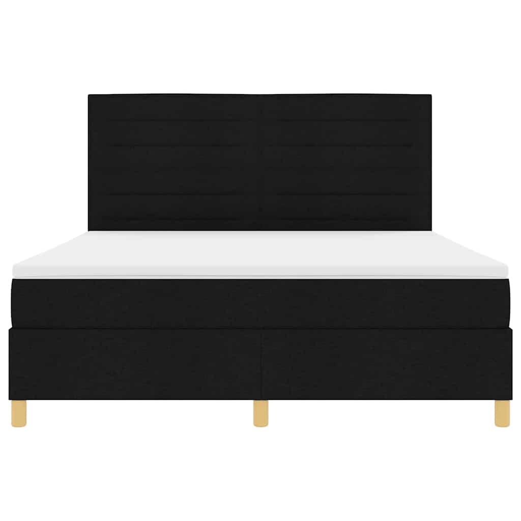 vidaXL LED Κρεβάτι με βάθρο με στρώμα Μαύρο 180 x 200 cm ύφασμα