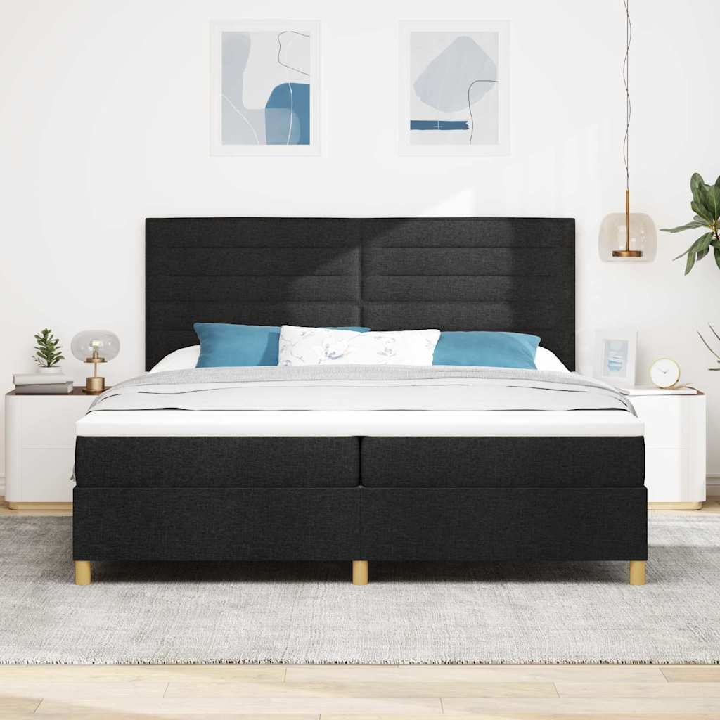 vidaXL LED Κρεβάτι με βάθρο με στρώμα Μαύρο 200 x 200 cm ύφασμα