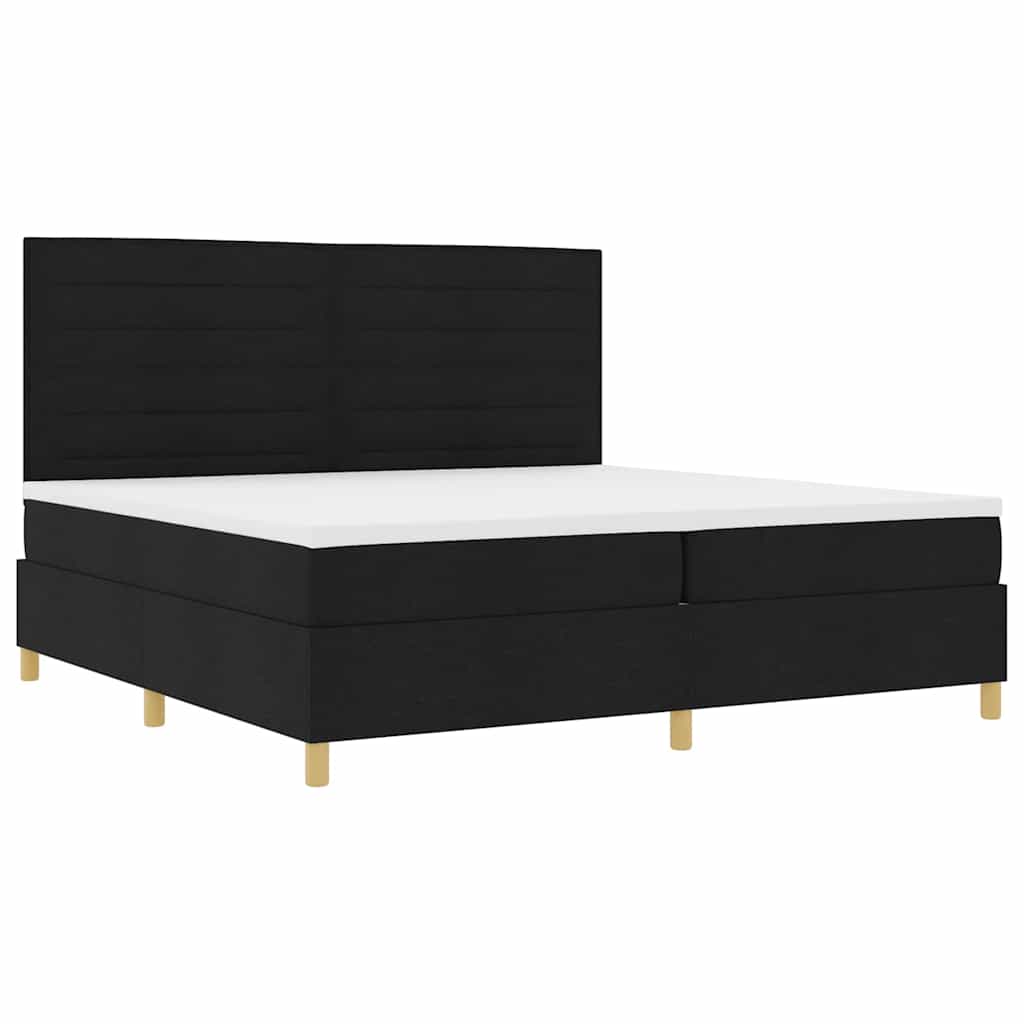 vidaXL LED Κρεβάτι με βάθρο με στρώμα Μαύρο 200 x 200 cm ύφασμα