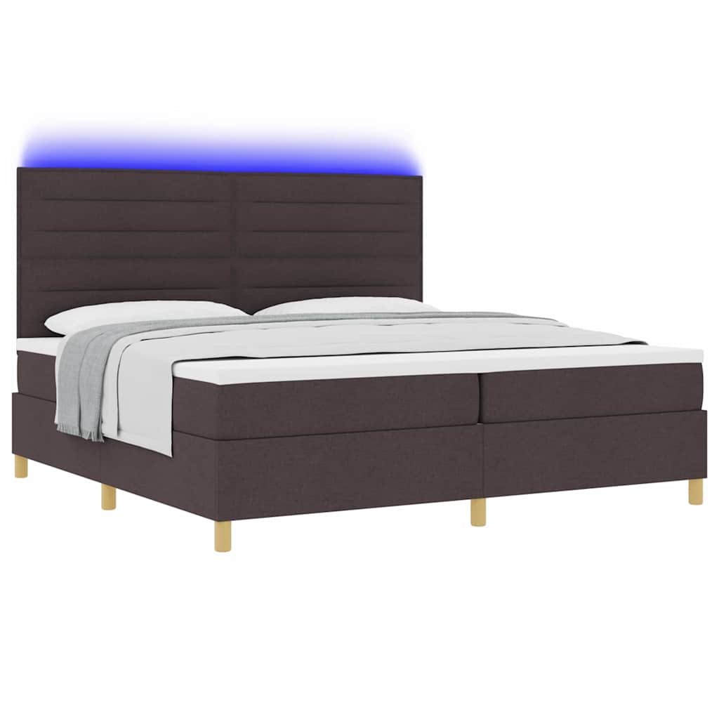 vidaXL LED Κρεβάτι με βάθρο Σκούρο Καφέ 200 x 200 cm ύφασμα