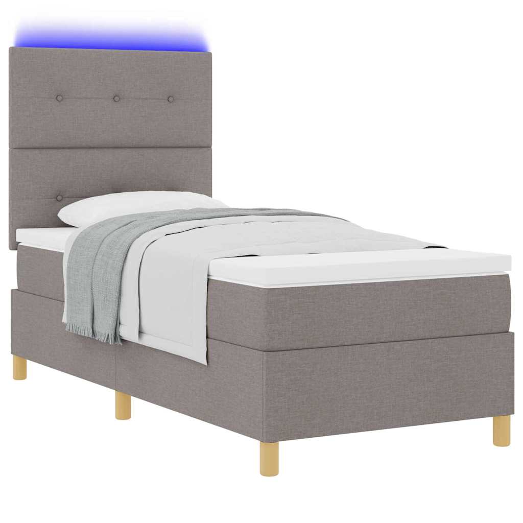 vidaXL LED Κρεβάτι με βάθρο με κεφαλάρι Taupe 90 x 200 cm ύφασμα