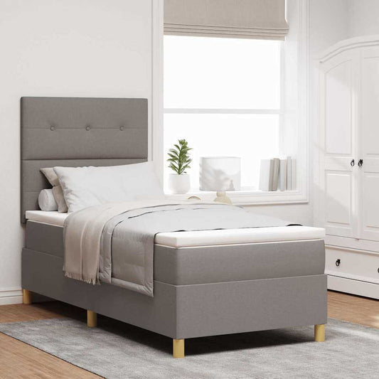 vidaXL LED Κρεβάτι με βάθρο με κεφαλάρι Taupe 100 x 200 cm ύφασμα