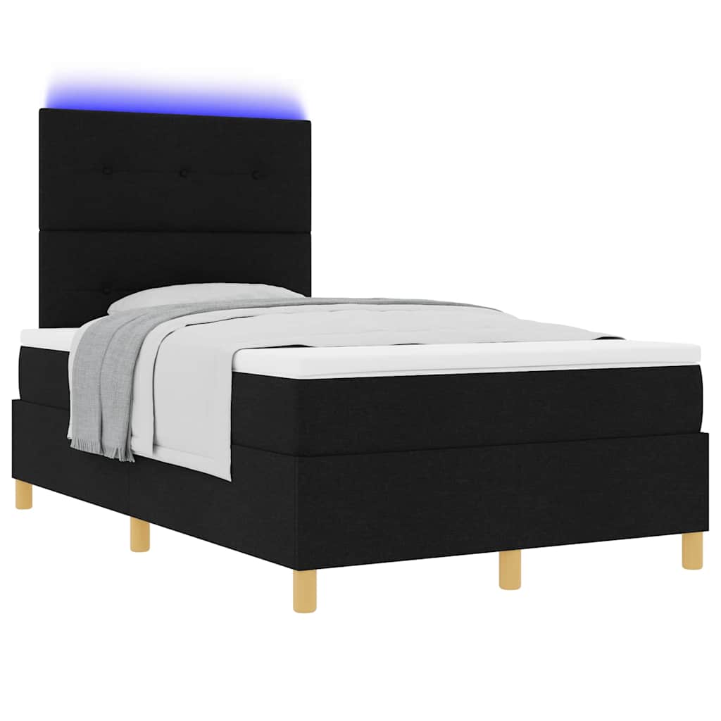 vidaXL LED Κρεβάτι με βάθρο με κεφαλάρι Μαύρο 120 x 190 cm ύφασμα