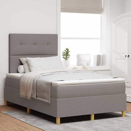 vidaXL LED Κρεβάτι με βάθρο με κεφαλάρι Taupe 120 x 190 cm ύφασμα