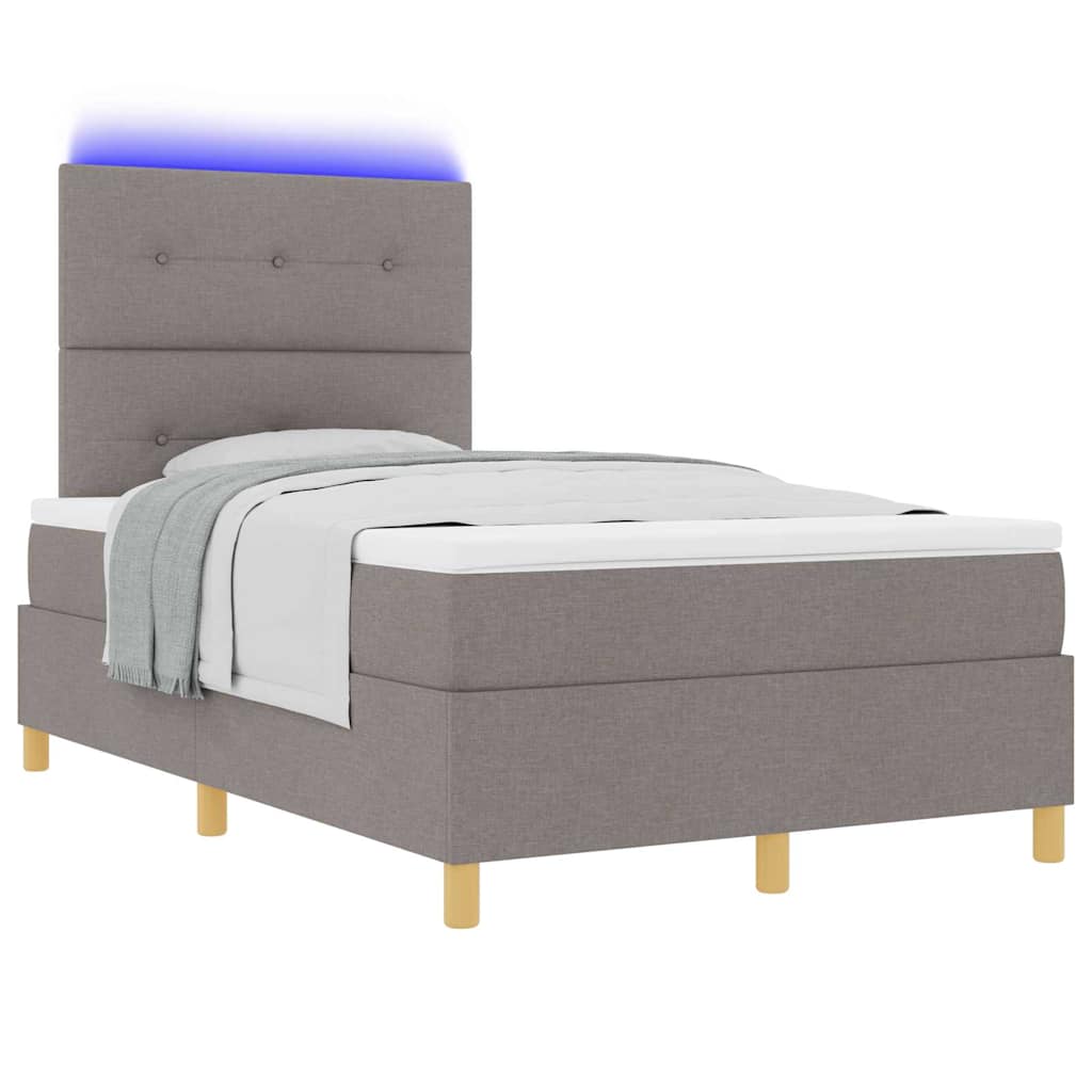 vidaXL LED Κρεβάτι με βάθρο με κεφαλάρι Taupe 120 x 190 cm ύφασμα