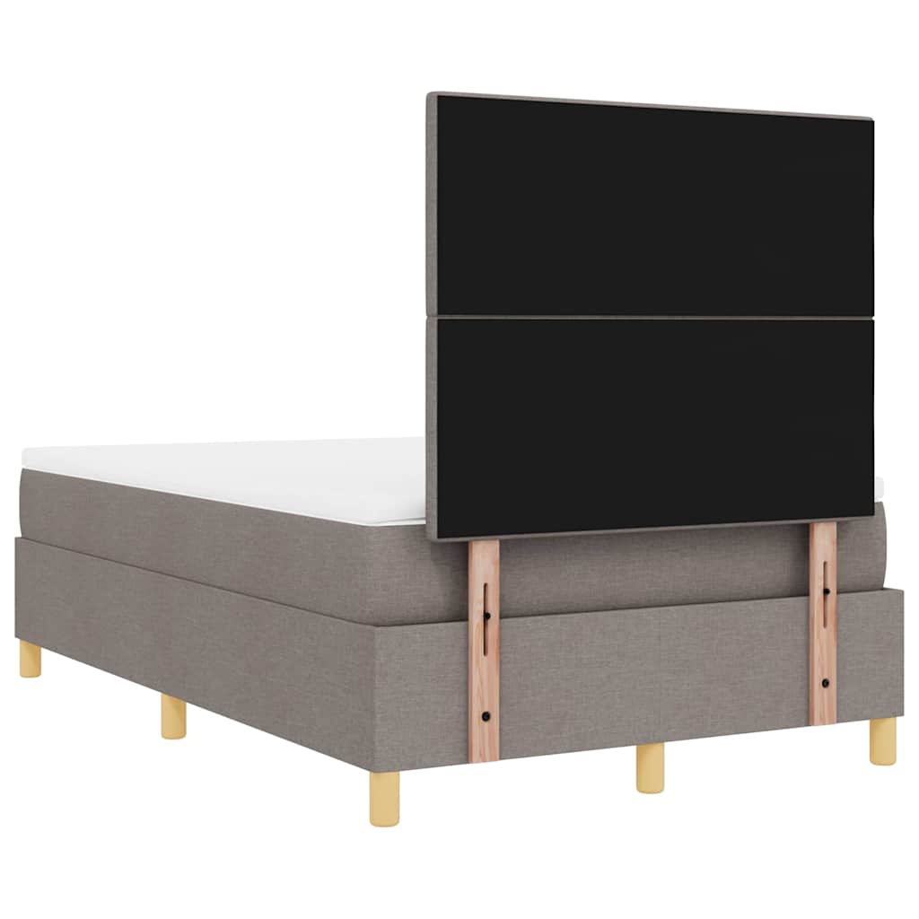 vidaXL LED Κρεβάτι με βάθρο με μαξιλάρι Taupe 120 x 200 cm ύφασμα