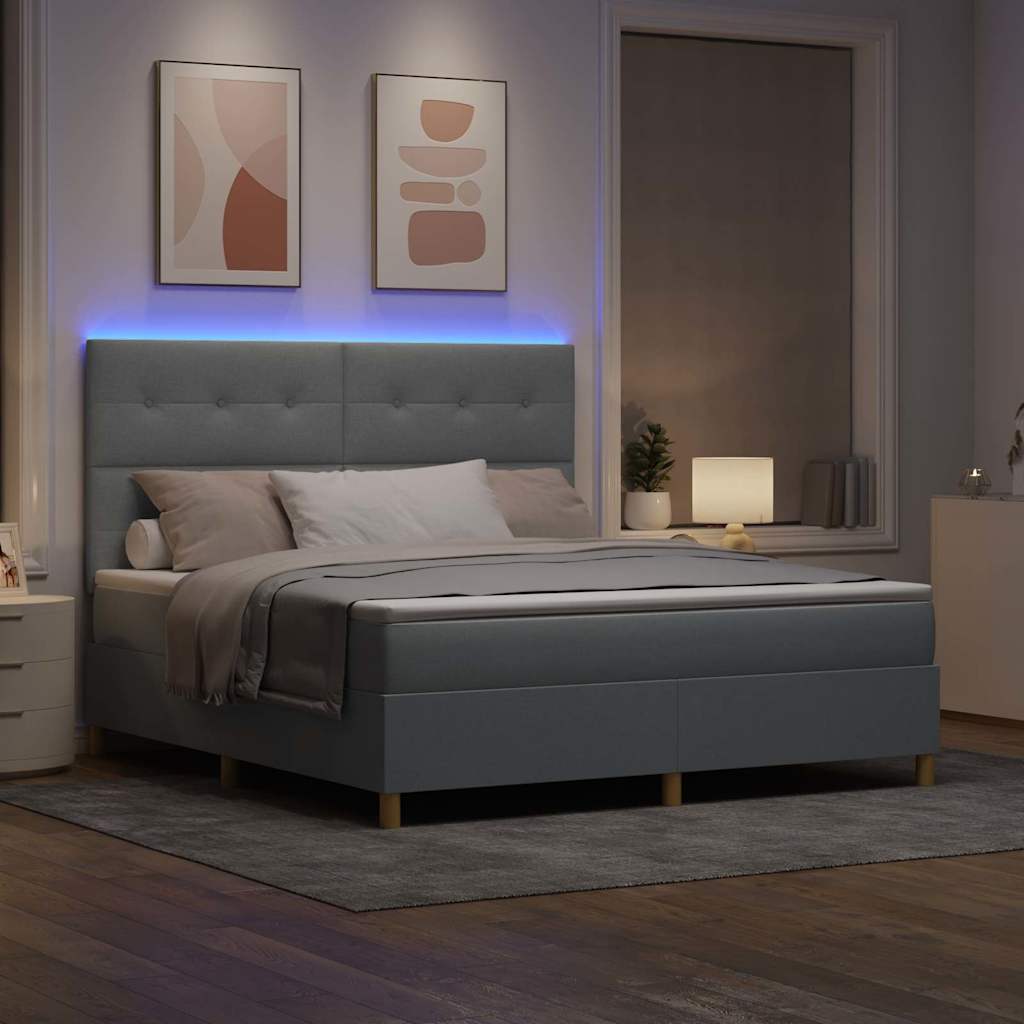 vidaXL LED Κρεβάτι με βάθρο Ανοιχτό γκρι 180 x 200 cm ύφασμα