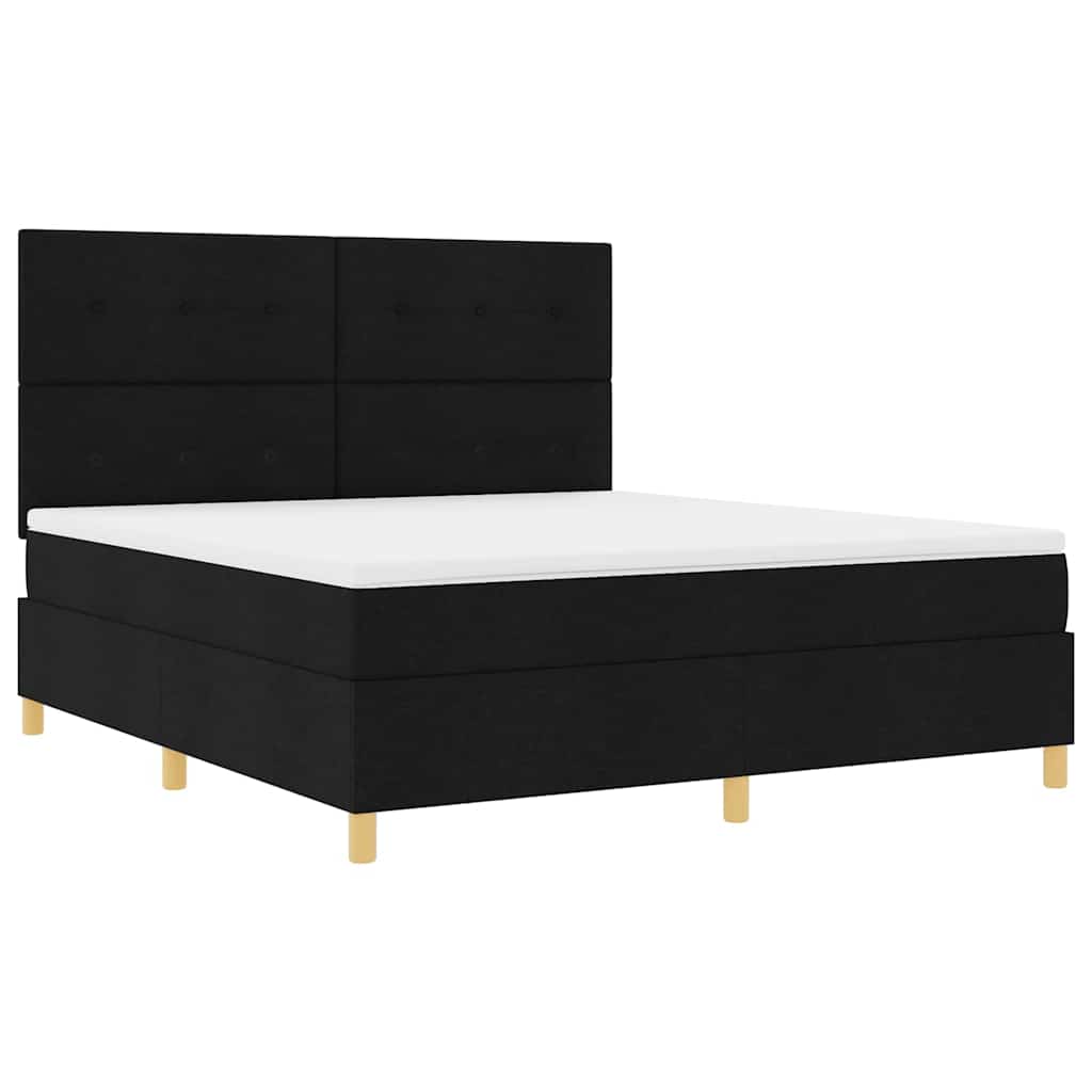 vidaXL LED Κρεβάτι με βάθρο με κεφαλάρι Μαύρο 180 x 200 cm ύφασμα