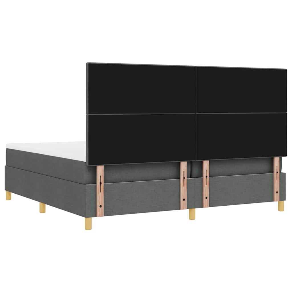 vidaXL LED Κρεβάτι με βάθρο Σκούρο Γκρι 200 x 200 cm ύφασμα