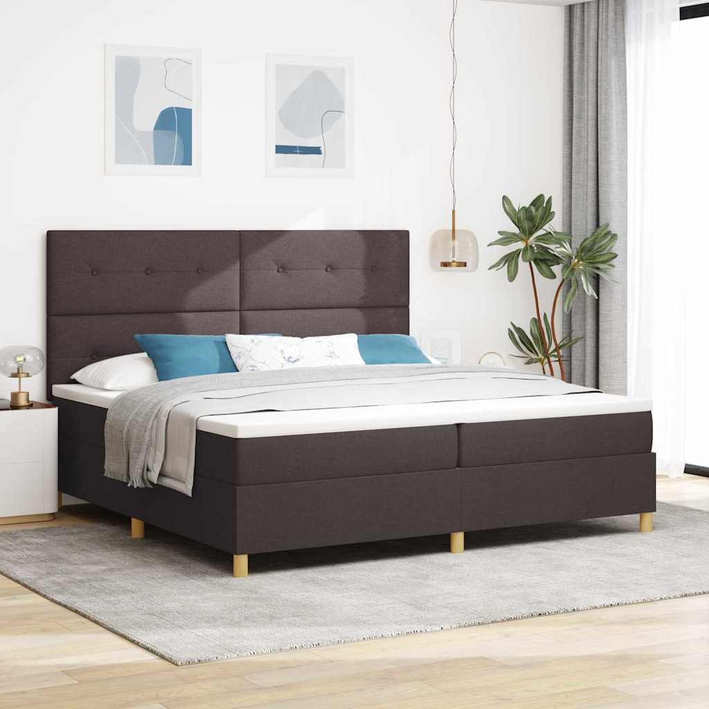 vidaXL LED Κρεβάτι με βάθρο Σκούρο Καφέ 200 x 200 cm ύφασμα