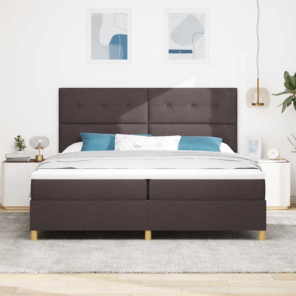 vidaXL LED Κρεβάτι με βάθρο Σκούρο Καφέ 200 x 200 cm ύφασμα