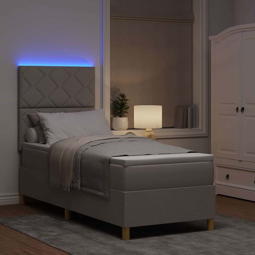 vidaXL LED Κρεβάτι με βάθρο με κεφαλάρι Taupe 80 x 200 cm ύφασμα