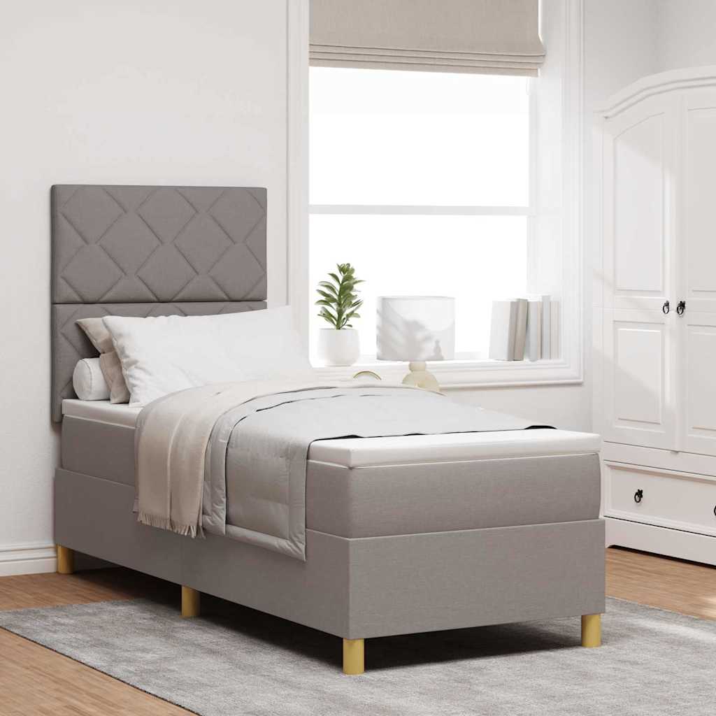 vidaXL LED Κρεβάτι με βάθρο με κεφαλάρι Taupe 80 x 200 cm ύφασμα