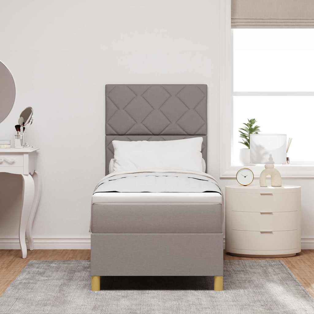 vidaXL LED Κρεβάτι με βάθρο με κεφαλάρι Taupe 80 x 200 cm ύφασμα